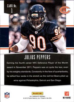 2012 Panini Absolute - Gridiron Force #1 Julius Peppers Back