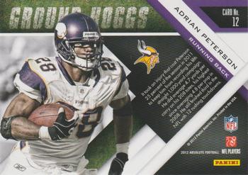 2012 Panini Absolute - Ground Hoggs #12 Adrian Peterson Back