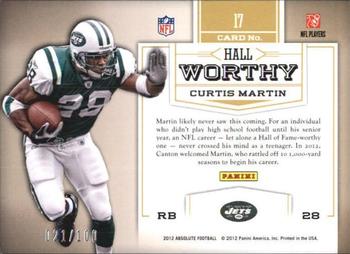 2012 Panini Absolute - Hall Worthy Spectrum #17 Curtis Martin Back