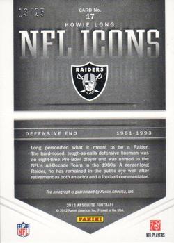 2012 Panini Absolute - NFL Icons Autographs #17 Howie Long Back