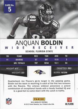 2012 Panini Absolute - Retail #5 Anquan Boldin Back