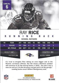 2012 Panini Absolute - Retail #6 Ray Rice Back