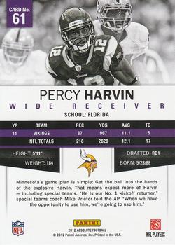 2012 Panini Absolute - Retail #61 Percy Harvin Back