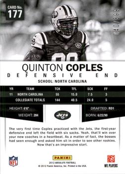 2012 Panini Absolute - Retail #177 Quinton Coples Back