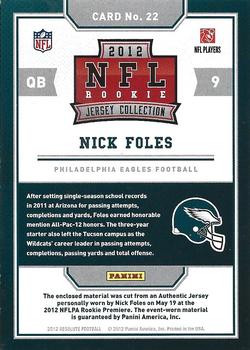 2012 Panini Absolute - Rookie Jersey Collection #22 Nick Foles Back