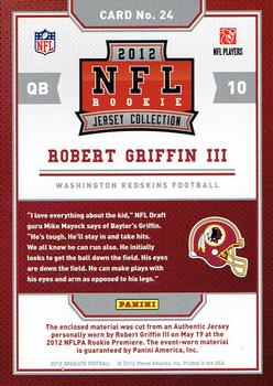 2012 Panini Absolute - Rookie Jersey Collection #24 Robert Griffin III Back