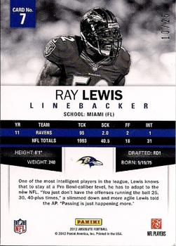2012 Panini Absolute - Spectrum Gold #7 Ray Lewis Back