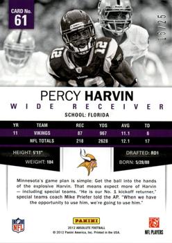 2012 Panini Absolute - Spectrum Gold #61 Percy Harvin Back