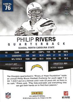 2012 Panini Absolute - Spectrum Gold #76 Philip Rivers Back