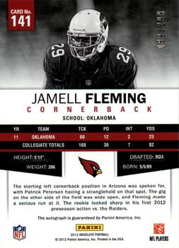 2012 Panini Absolute - Spectrum Gold Autographs #141 Jamell Fleming Back