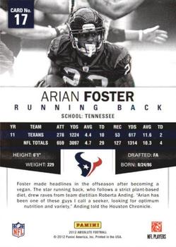 2012 Panini Absolute - Spectrum Red #17 Arian Foster Back