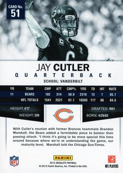 2012 Panini Absolute - Spectrum Red #51 Jay Cutler Back