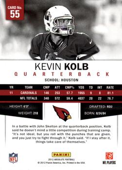 2012 Panini Absolute - Spectrum Red #55 Kevin Kolb Back
