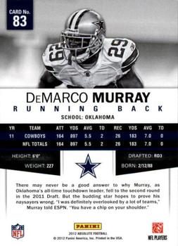 2012 Panini Absolute - Spectrum Red #83 DeMarco Murray Back