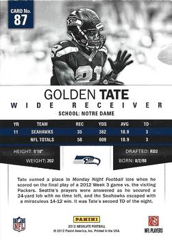 2012 Panini Absolute - Spectrum Red #87 Golden Tate Back