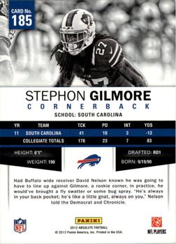 2012 Panini Absolute - Spectrum Red #185 Stephon Gilmore Back