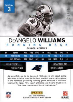 2012 Panini Absolute - Spectrum Silver #3 DeAngelo Williams Back