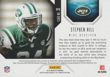 2012 Panini Absolute - Star Gazing Materials #33 Stephen Hill Back