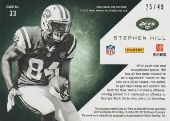 2012 Panini Absolute - War Room Materials Autographs #33 Stephen Hill Back