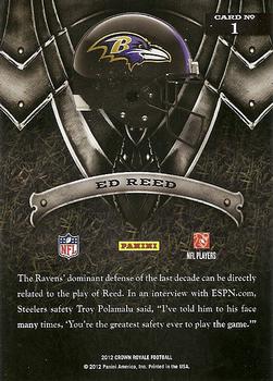 2012 Panini Crown Royale - Field Force #1 Ed Reed Back