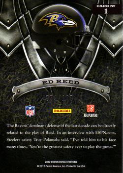 2012 Panini Crown Royale - Field Force Red #1 Ed Reed Back