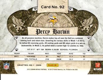 2012 Panini Crown Royale - Retail #92 Percy Harvin Back
