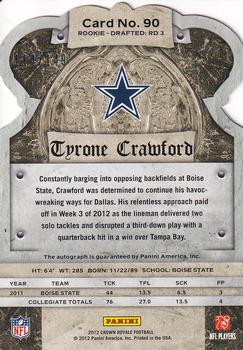 2012 Panini Crown Royale - Rookie Signatures Silver #90 Tyrone Crawford Back