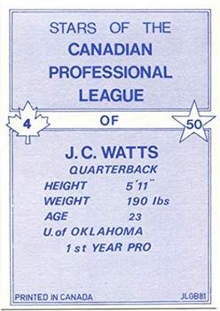 1981 JOGO  #4b J.C. Watts Back