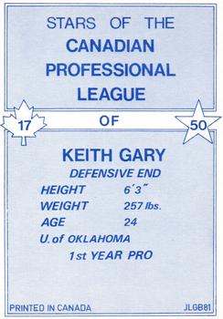 1981 JOGO  #17 Keith Gary Back