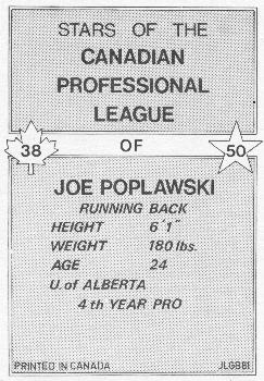 1981 JOGO  #38 Joe Poplawski Back