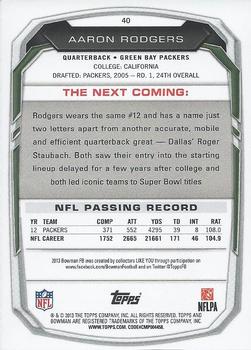 2013 Bowman #40 Aaron Rodgers Back