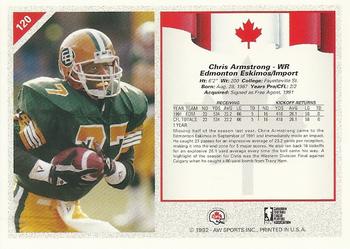 1992 All World CFL #120 Chris Armstrong Back