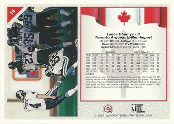 1992 All World CFL #14 Lance Chomyc Back
