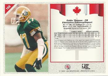 1992 All World CFL #166 Eddie Thomas Back