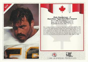 1992 All World CFL #177 Dale Sanderson Back