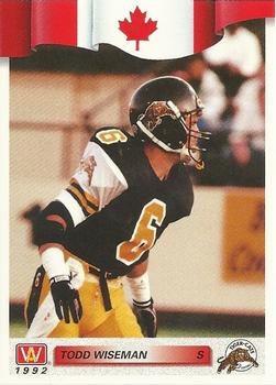 1992 All World CFL #19 Todd Wiseman Front