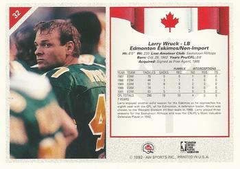 1992 All World CFL #32 Larry Wruck Back