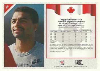 1992 All World CFL #43 Reggie Pleasant Back
