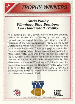 1992 All World CFL #58 Chris Walby Back
