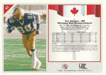 1992 All World CFL #63 Eric Streater Back
