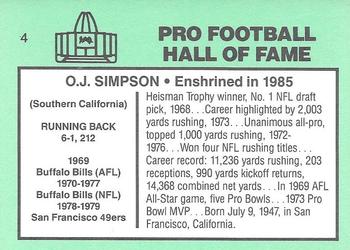 1985-88 Football Immortals #4 O.J. Simpson Back