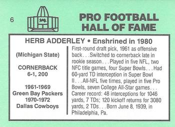 1985-88 Football Immortals #6 Herb Adderley Back