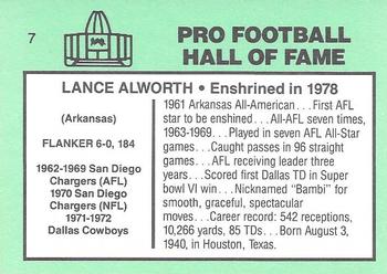 1985-88 Football Immortals #7 Lance Alworth Back