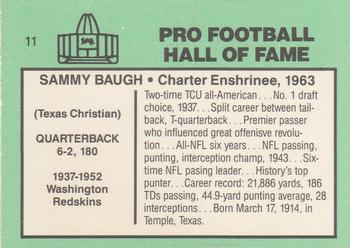 1985-88 Football Immortals #11 Sammy Baugh Back