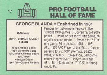 1985-88 Football Immortals #17 George Blanda Back