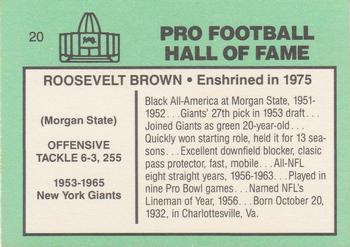 1985-88 Football Immortals #20 Roosevelt Brown Back