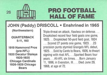 1985-88 Football Immortals #26 Paddy Driscoll Back