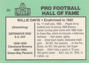 1985-88 Football Immortals #28 Willie Davis Back