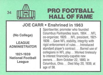 1985-88 Football Immortals #34 Joe Carr Back