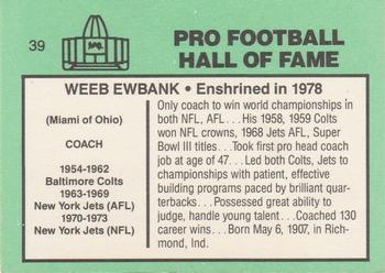 1985-88 Football Immortals #39 Weeb Ewbank Back
